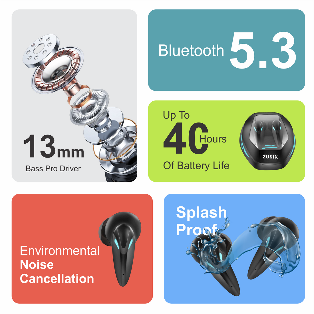 Zusix BattleBeat 20 with 36 Hours Music Time True Wireless Bluetooth