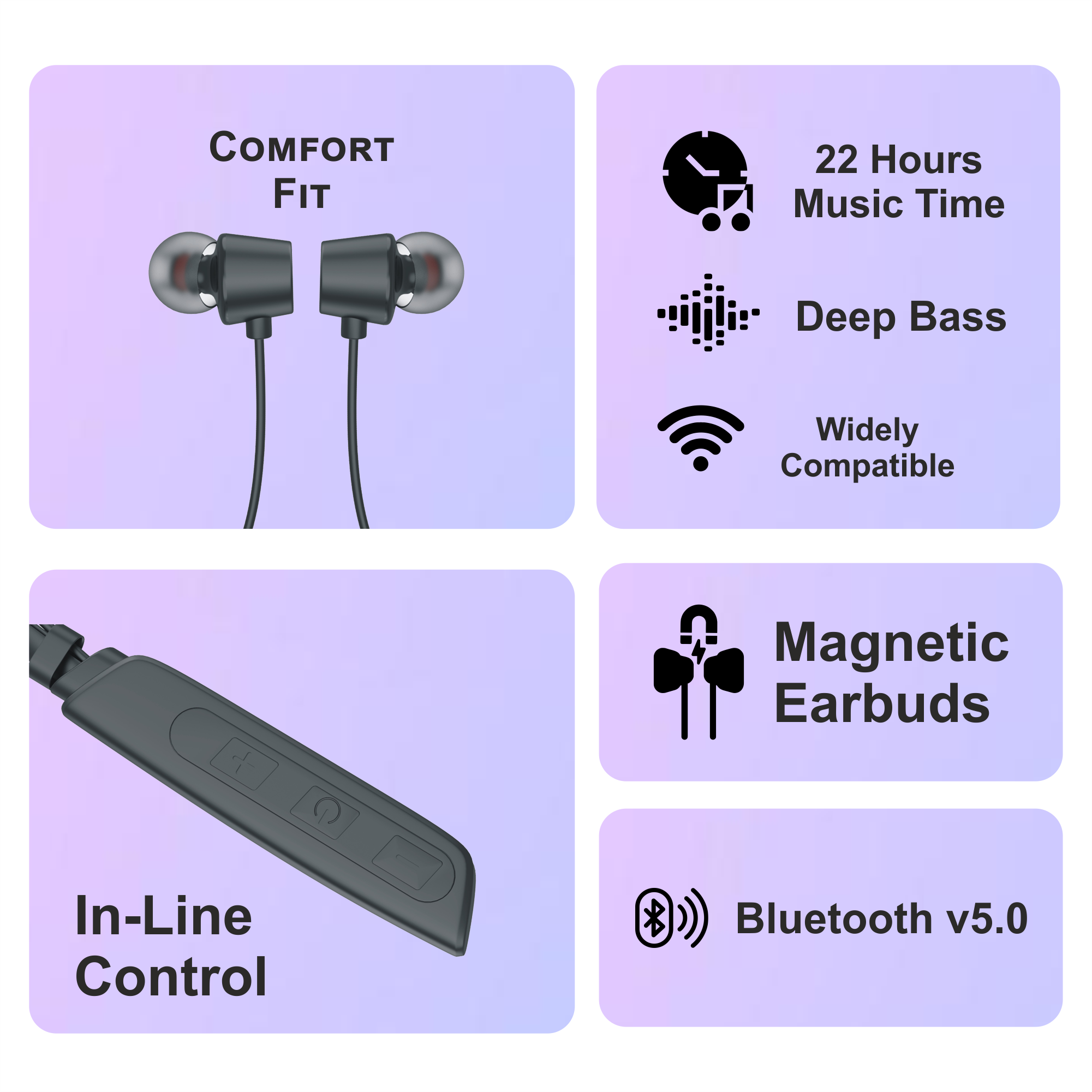 Zusix ZXD-05 with 22 Hours Music Time In-Ear Wireless Neckband v5.3 Bluetooth Headset