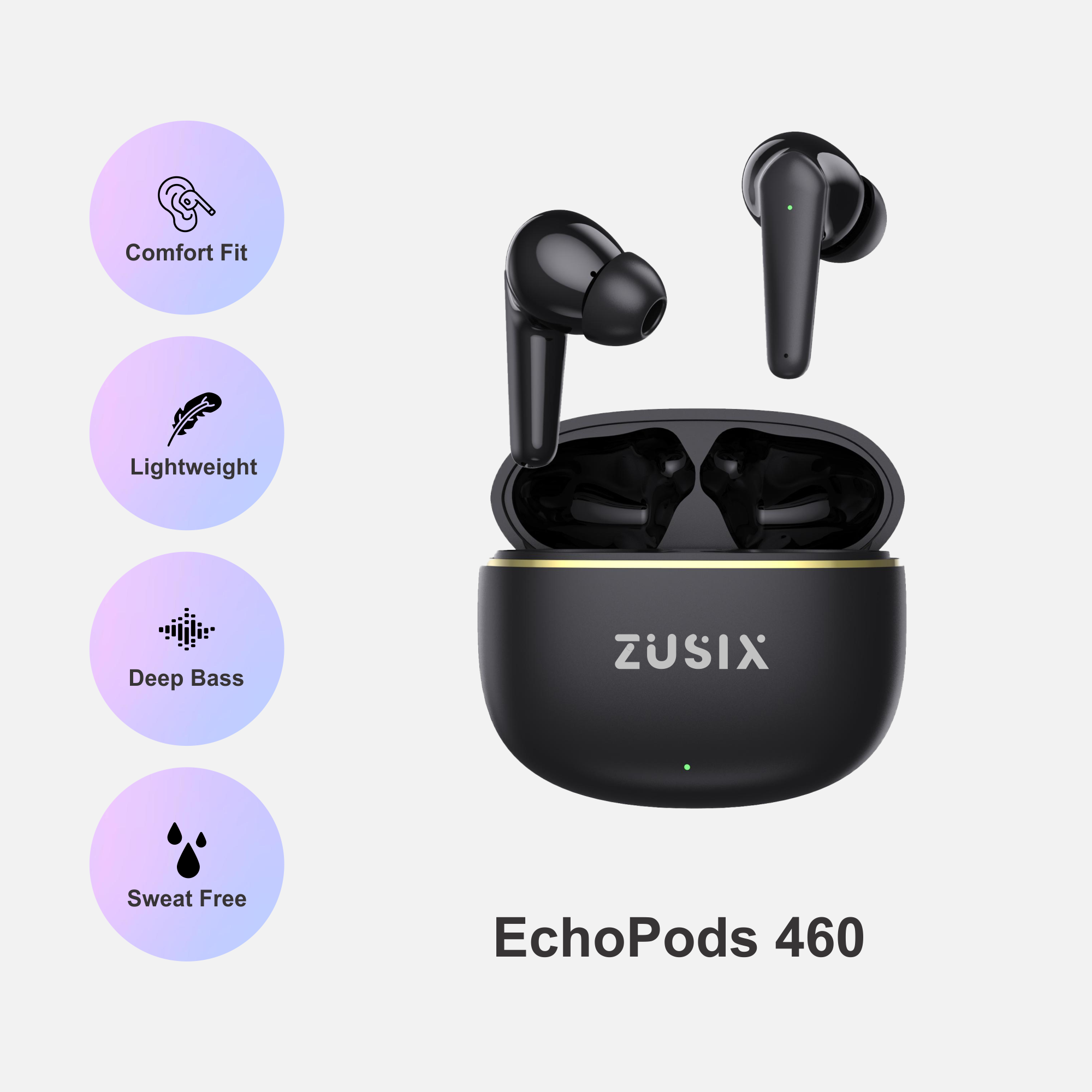 Zusix EchoPods 460 with 40 Hours Music Time True Wireless Bluetooth