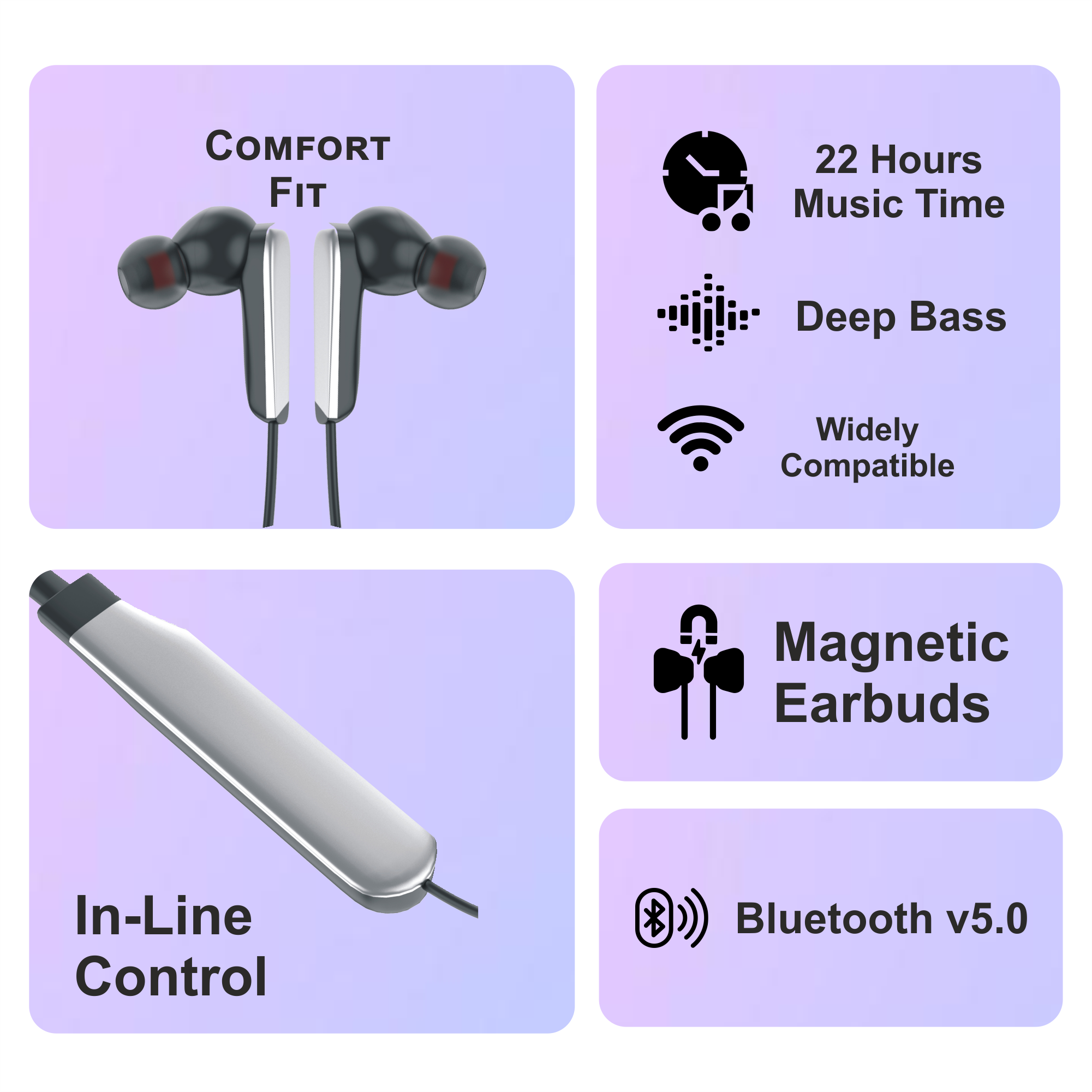 Zusix ZXD-04 with 22 Hours Music Time In-Ear Wireless Neckband v5.3 Bluetooth Headset
