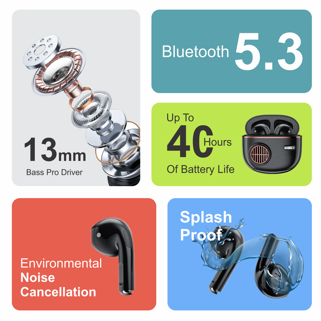 Zusix EchoPods 360 with 40 Hours Music Time True Wireless Bluetooth