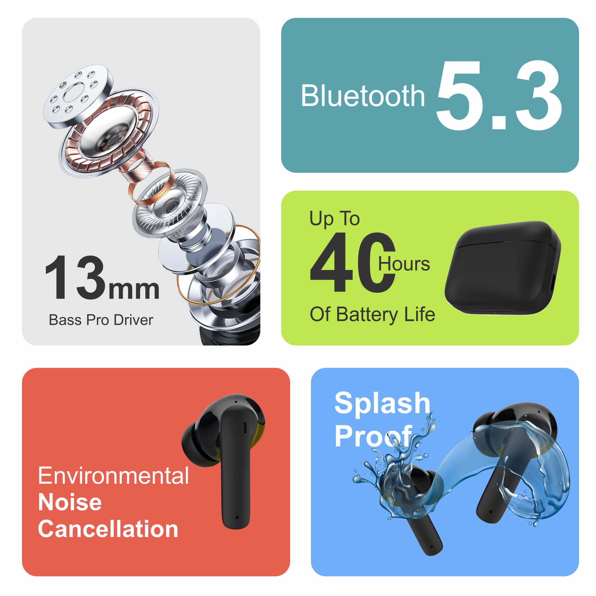 Zusix EchoPods Plus with 40 Hours Music Time True Wireless Bluetooth
