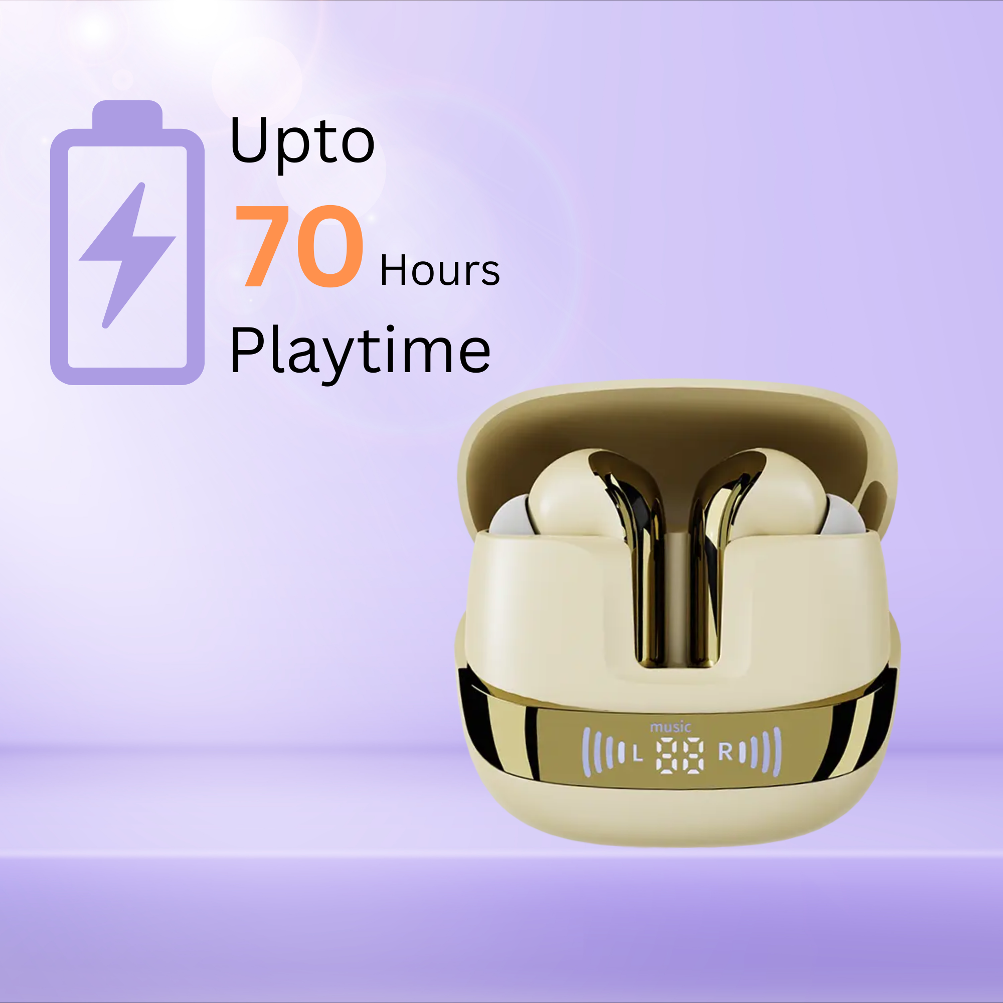 Zusix TWS Earbuds with 70H Playtime, Quad Mics with ENC+ANC Bluetooth