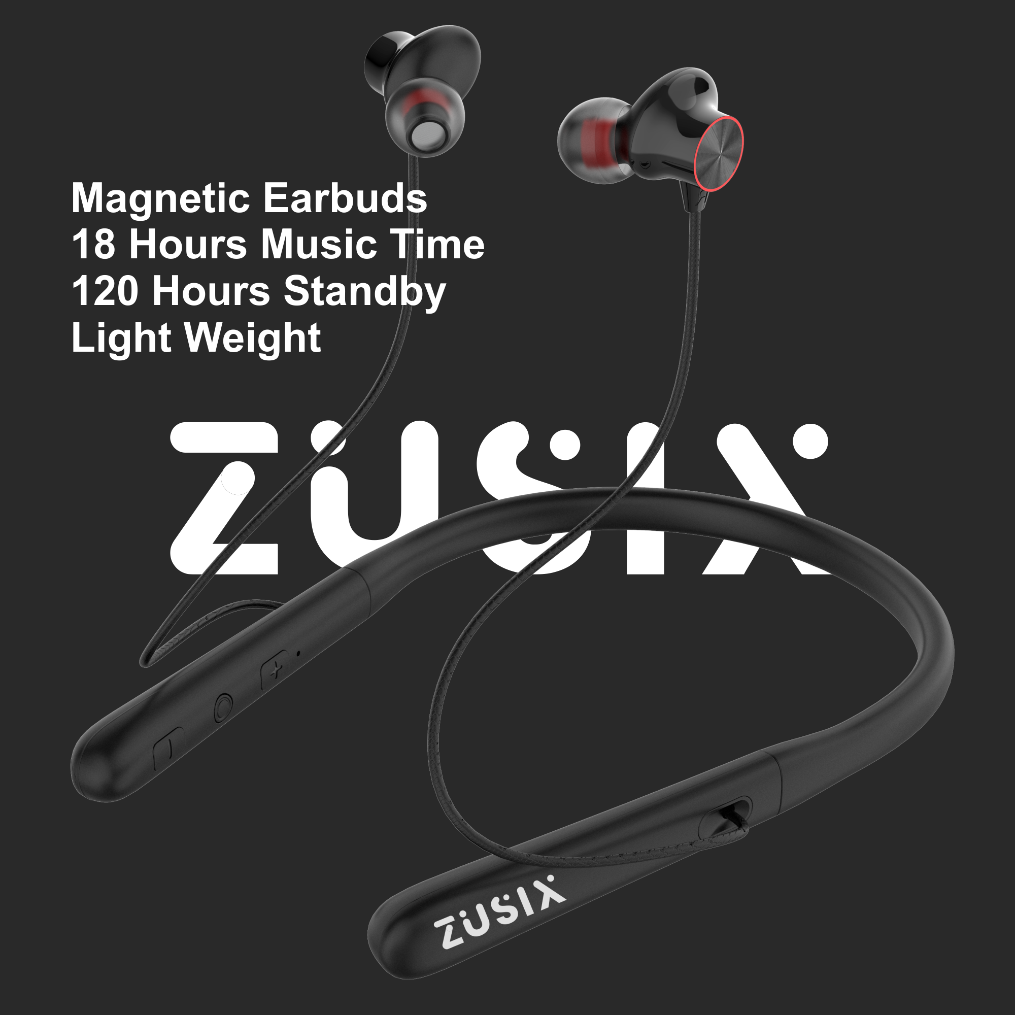 Zusix Elite 240 with 18 Hours Music Time In-Ear Wireless Neckband v5.3 Bluetooth Headset