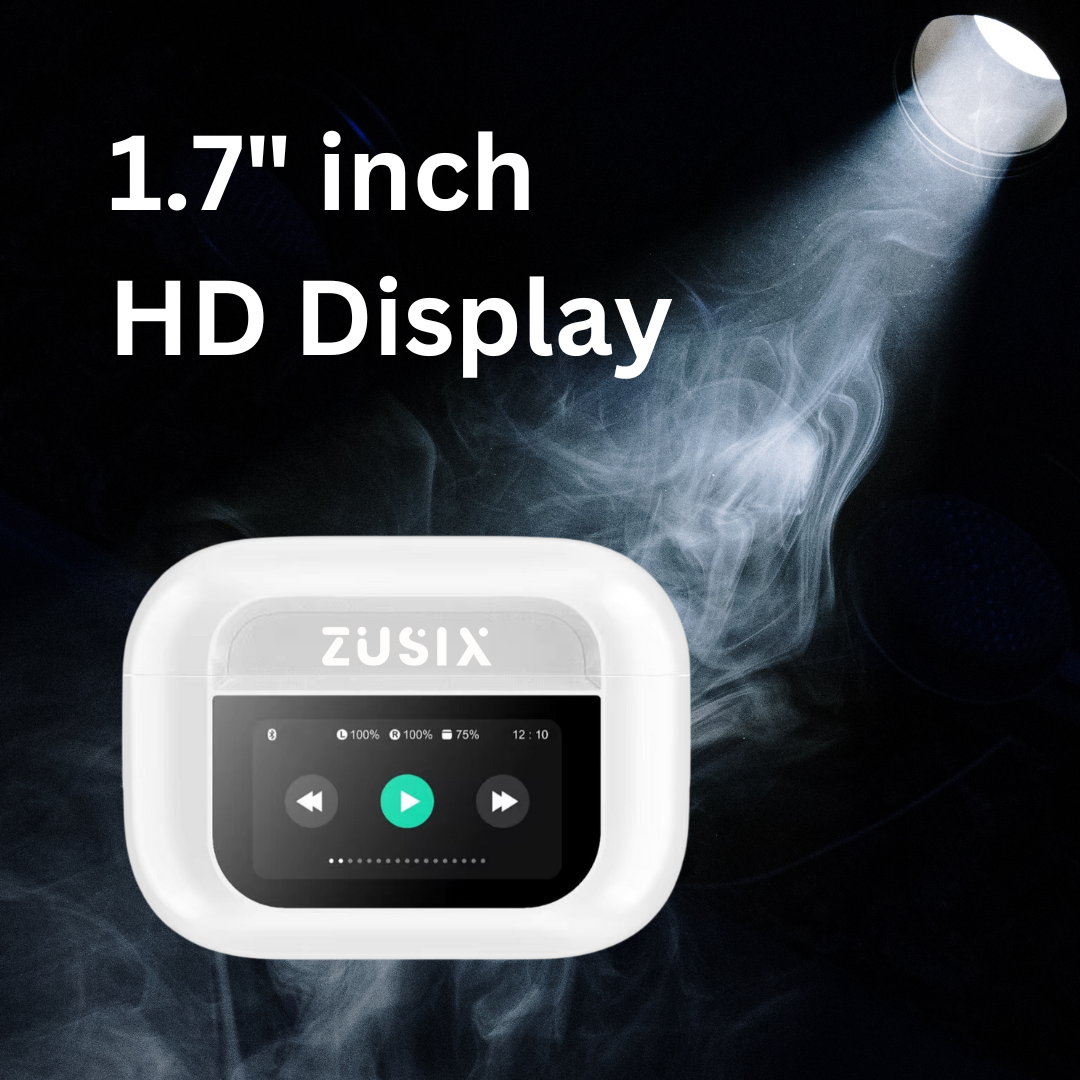 Zusix Touch Fusion 100 Screen TWS Bluetooth Earbuds with 32 db ANC+ENC and On Case Display