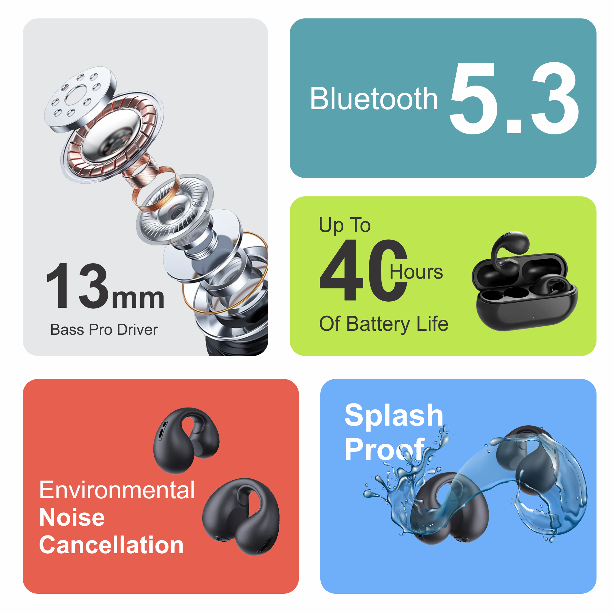 Zusix EchoPods 375 with 40 Hours Music Time True Wireless Bluetooth