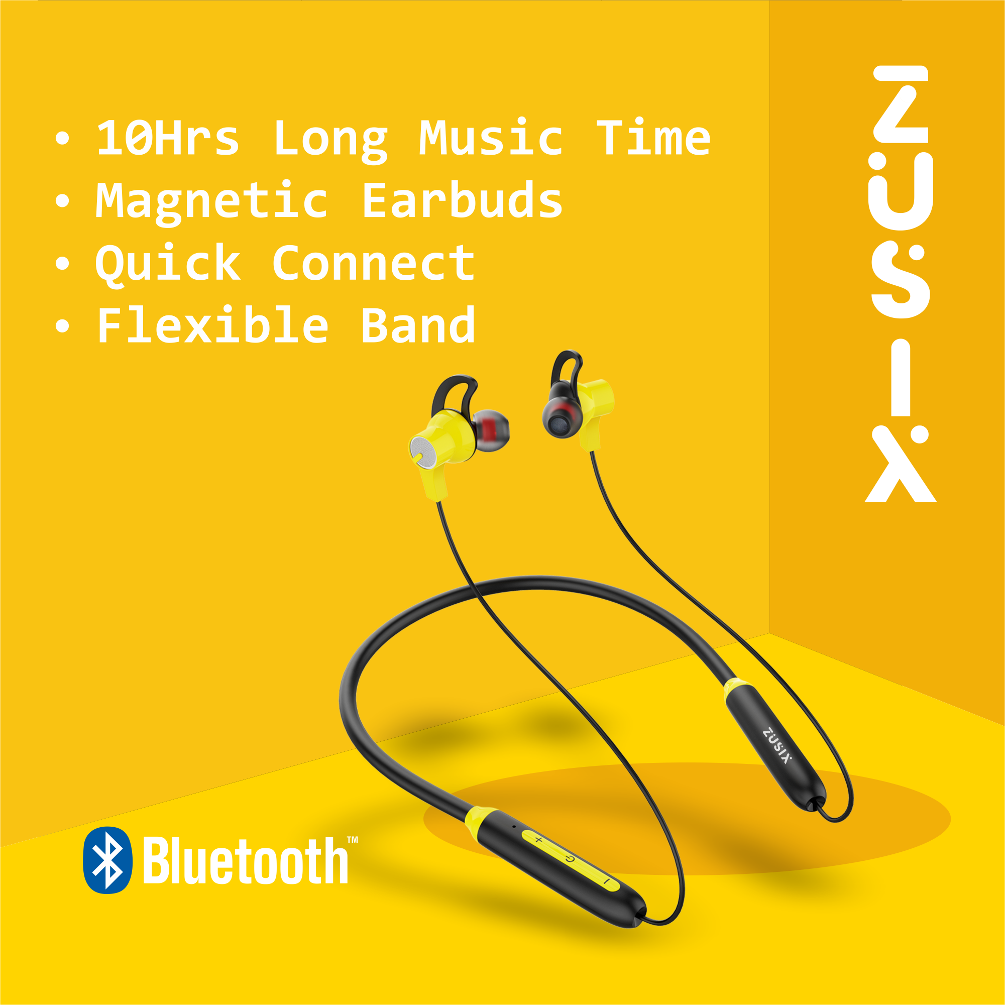 Zusix Bravo 90 with 18 Hours Music Time In-Ear Wireless Neckband v5.3 Bluetooth Headset