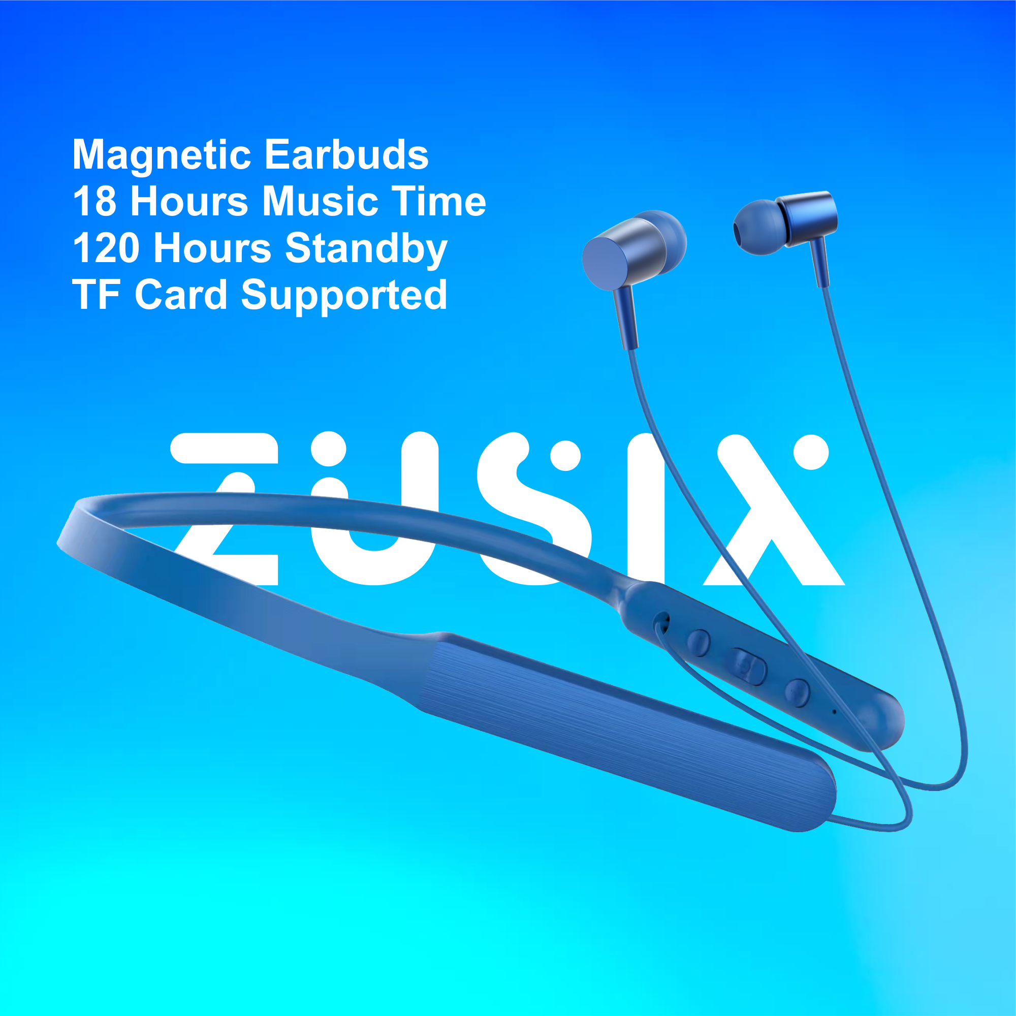 Zusix Elite 60 with 18 Hours Music Time In-Ear Wireless Neckband v5.3 Bluetooth Headset