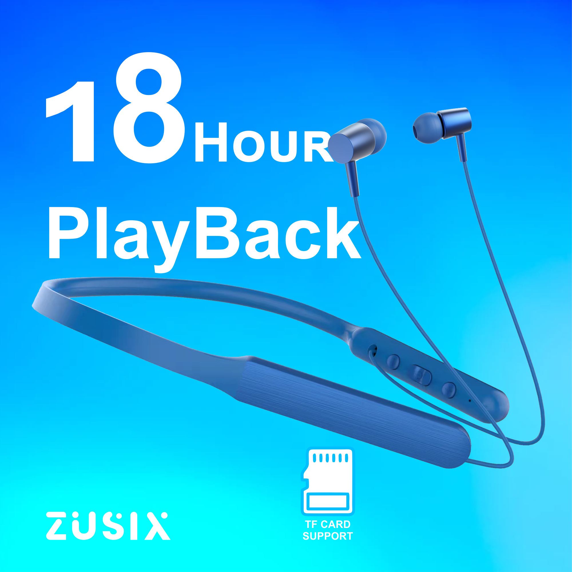 Zusix Elite 60 with 18 Hours Music Time In-Ear Wireless Neckband v5.3 Bluetooth Headset