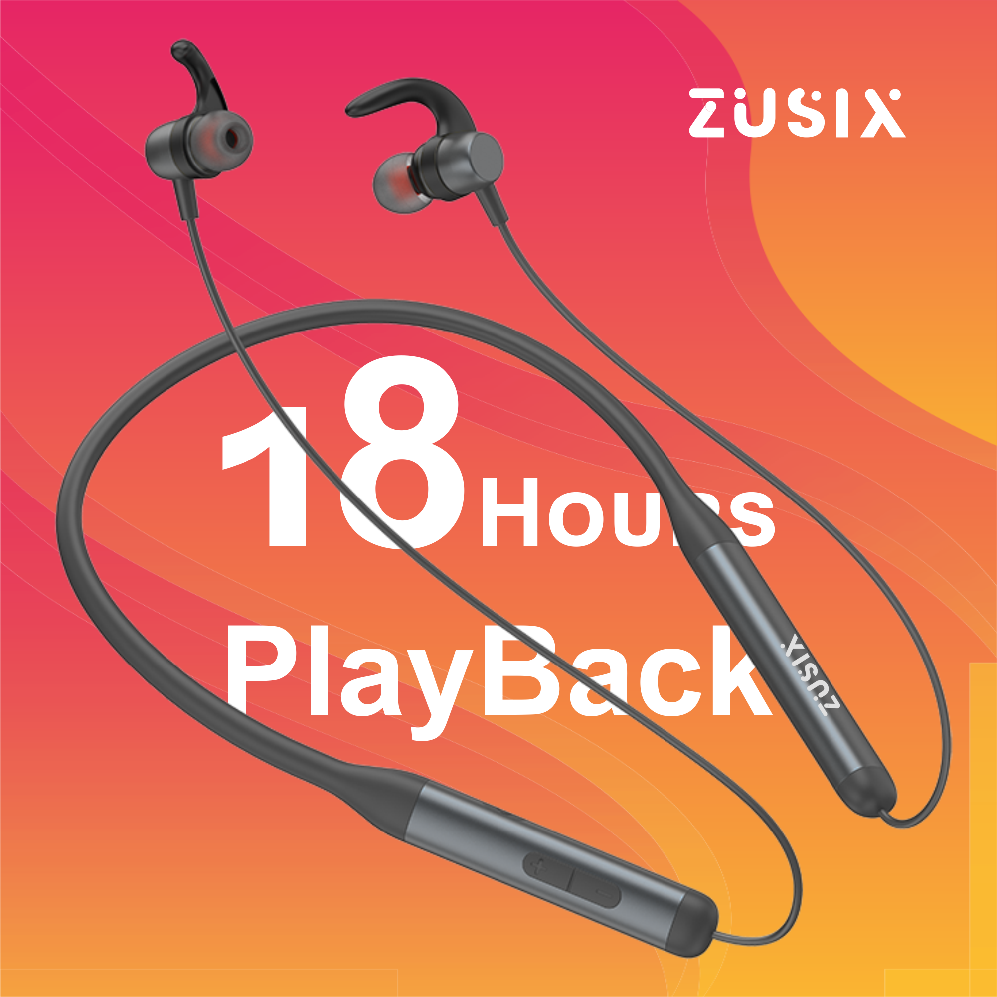 Zusix Elite 90 with 18 Hours Music Time In-Ear Wireless Neckband v5.3 Bluetooth Headset