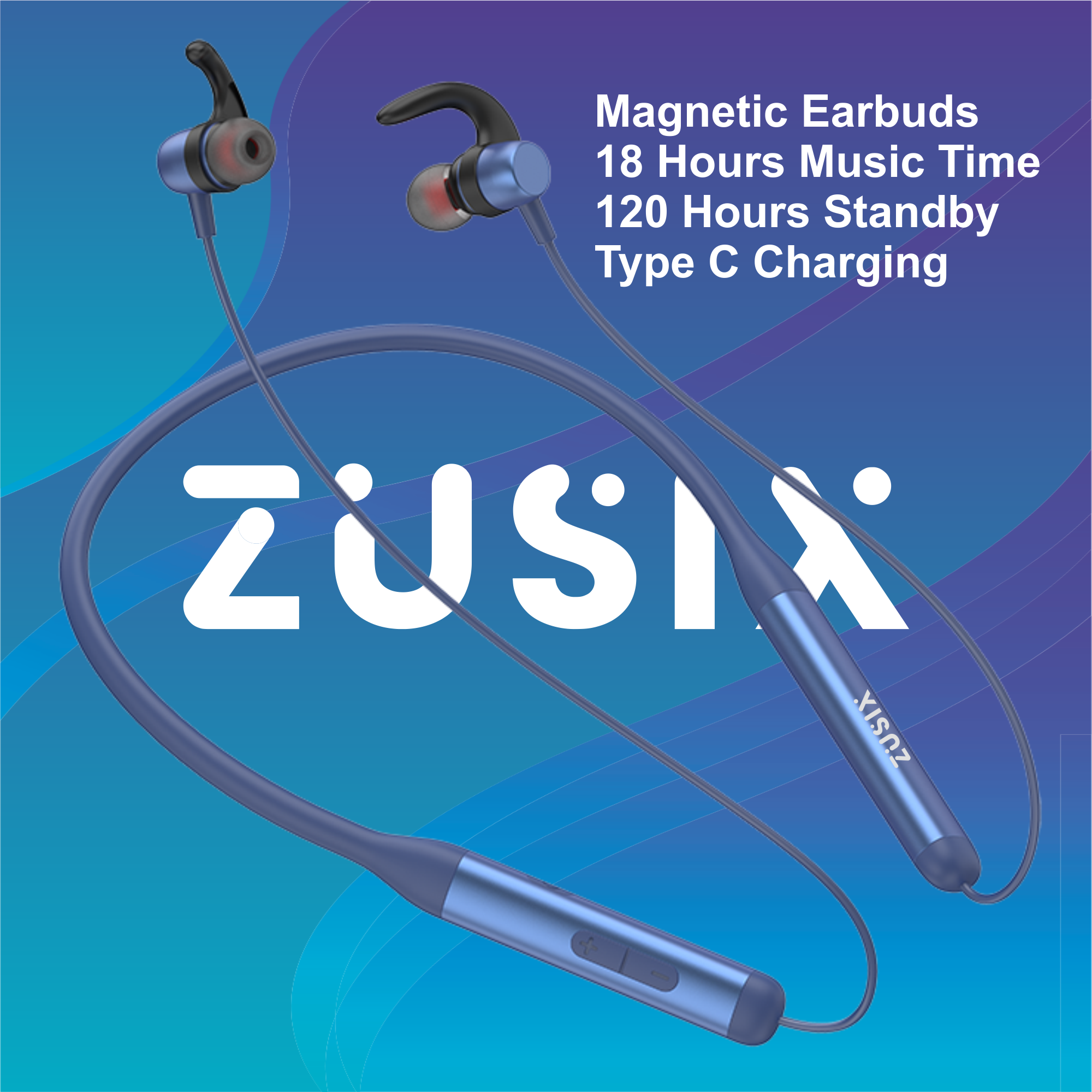 Zusix Elite 90 with 18 Hours Music Time In-Ear Wireless Neckband v5.3 Bluetooth Headset