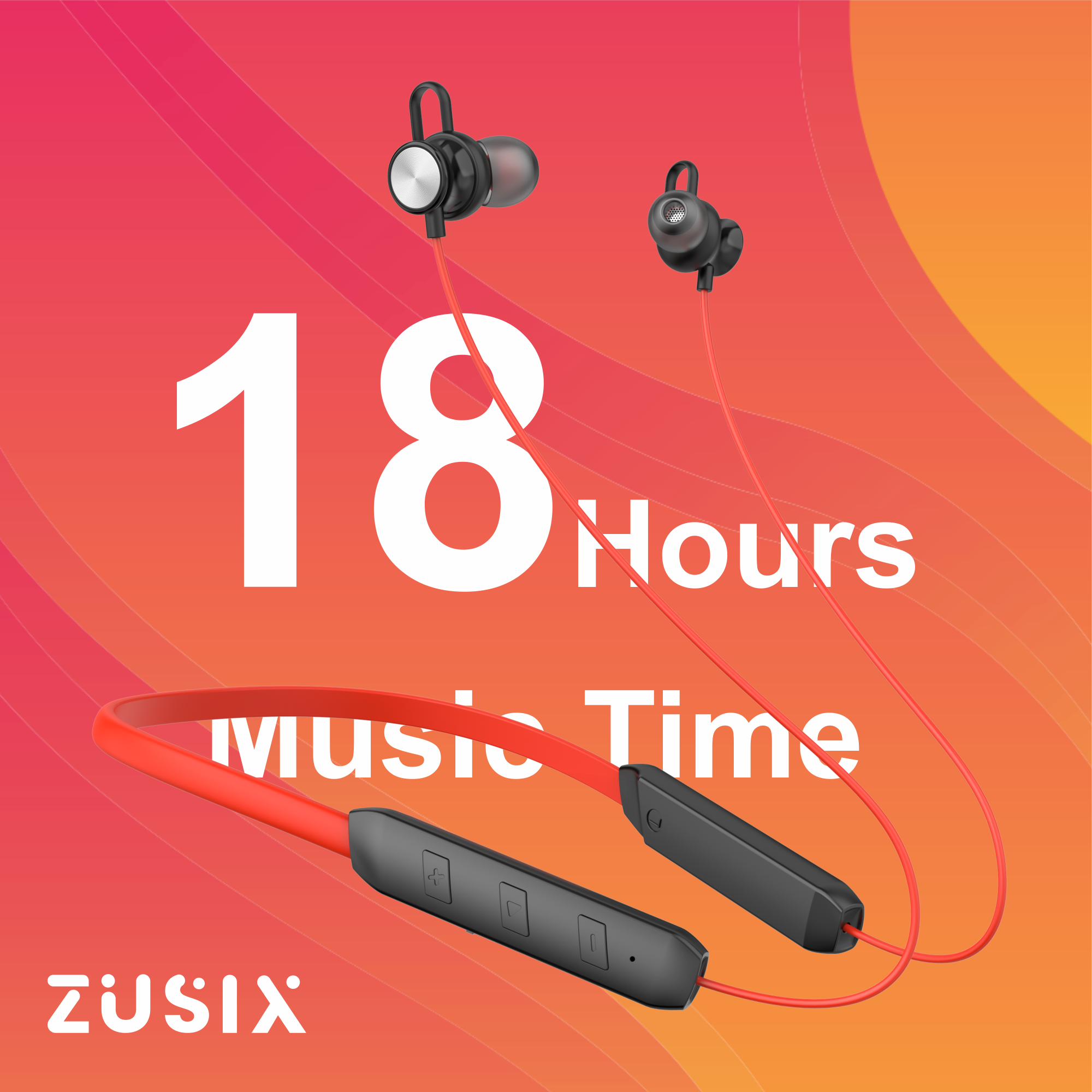 Zusix Storm 220 with 18 Hours Music Time In-Ear Wireless Neckband v5.3 Bluetooth Headset